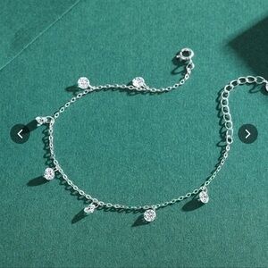 925 Sterling Silver Dainty Charm Bracelet with Cubic Zirconias
